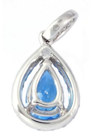 0.24 Ct 18K White Gold 0.69 Ct Aquamarine Diamond Pendant