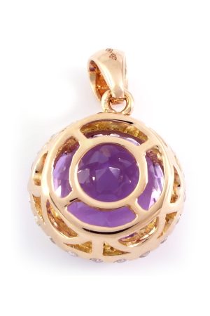 0.25 Ct 18K Rose Gold 0.68 Ct Amethyst Diamond Pendant