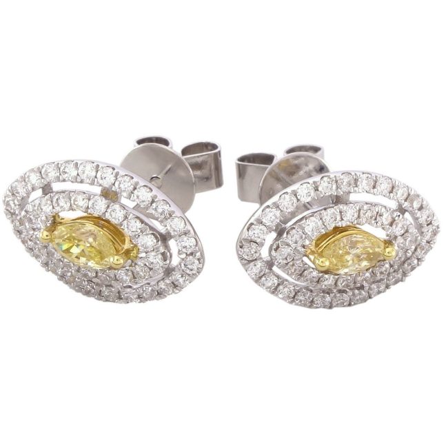 Pendientes de diamantes de oro blanco de 0.81 quilates