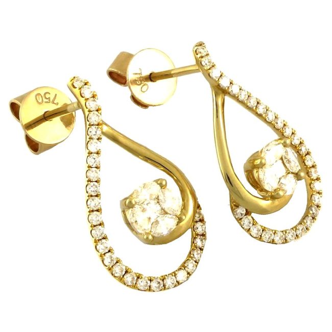 Pendientes de diamantes de oro amarillo de 0.74 quilates