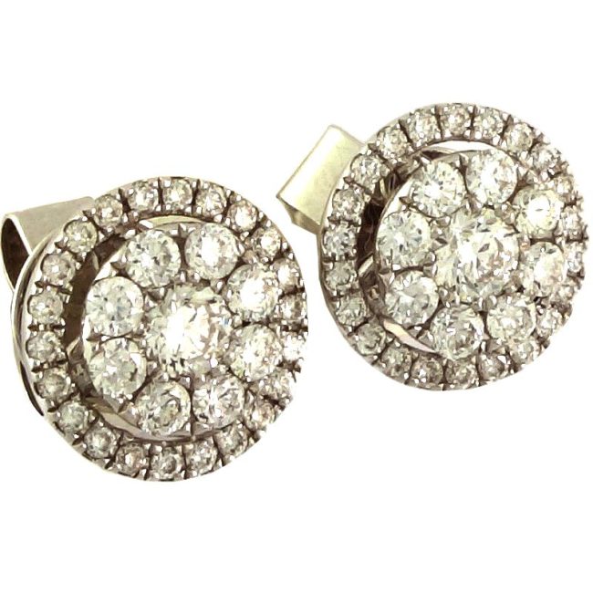 0.80 Ct 18K White Gold Round Push Back Diamond Earrings