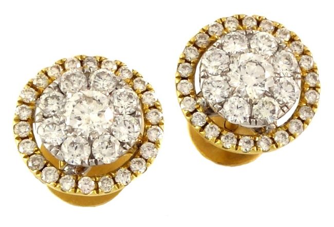 0.80 Ct 18K Yellow Gold Round Stud Diamond Earrings