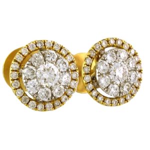 0.80 Ct 18K Yellow Gold Round Stud Diamond Earrings