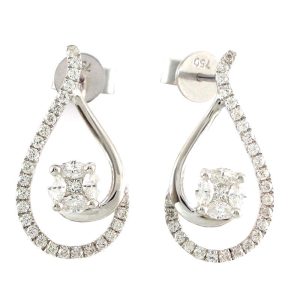 Pendientes de diamantes de oro blanco de 0.50 quilates