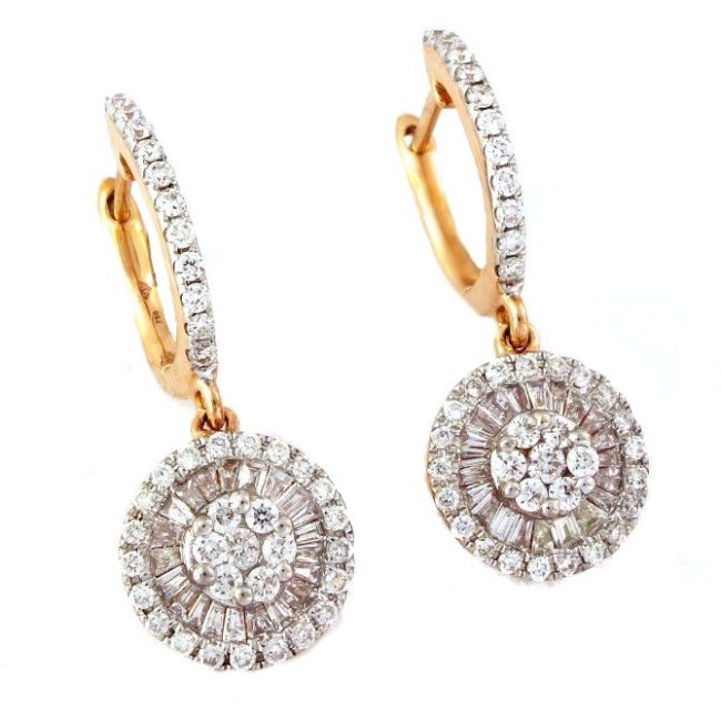 0.67 Ct 18k Rose Gold Diamond Earrings