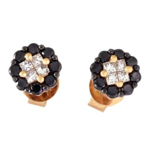 Rose Gold 0.61 Cts  Diamond Earrings With Black Diamonds