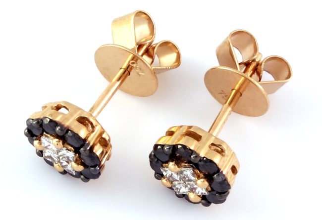 Rose Gold 0.61 Cts  Diamond Earrings With Black Diamonds