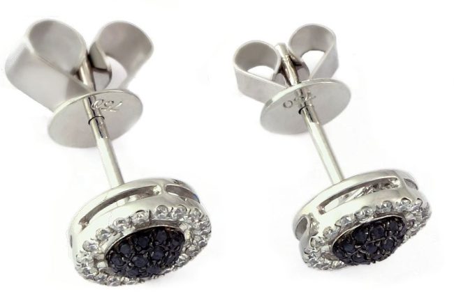 White Gold With Black Diamonds 0.30 Ct Diamond Earrings