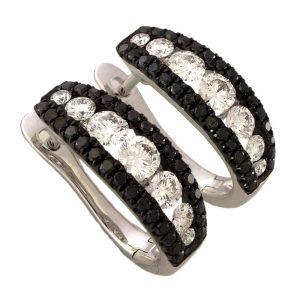 1.26 Ct 18K White Gold Latch Black Diamond Earrings