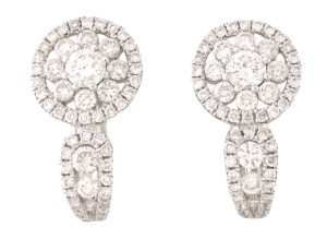 1.09 Carats 18K White Gold French Back Diamond Earrings