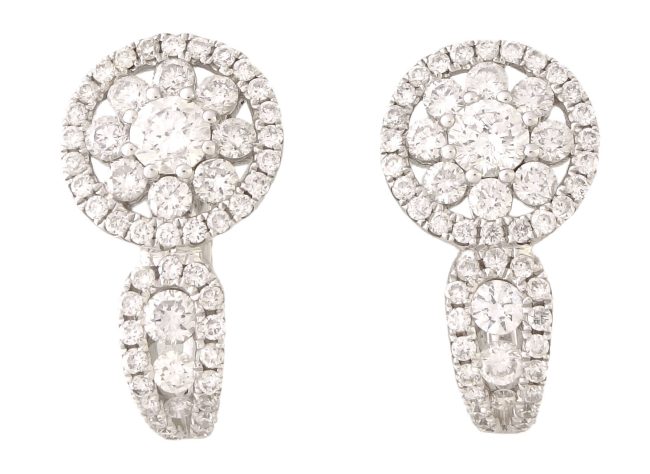 Pendientes de diamantes de oro blanco de 1.09 quilates