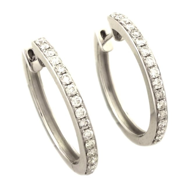 Buy DEPUB 18K White Gold 0.13 Carats Hoop Diamond Earrings Online ...