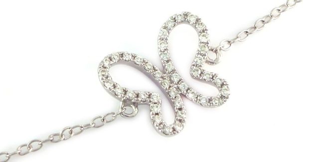 The White Gold Butterfly Outline Diamond Bracelet