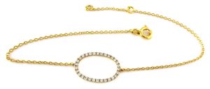 Oval Shaped 18K Gold 0.16 Ct Diamond Bracelet