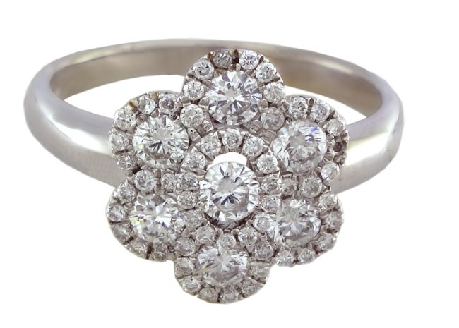 0.76 Ct 18K White Gold Diamond Ring