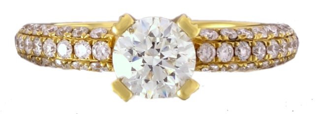 1.23 karaat geelgouden diamanten ring