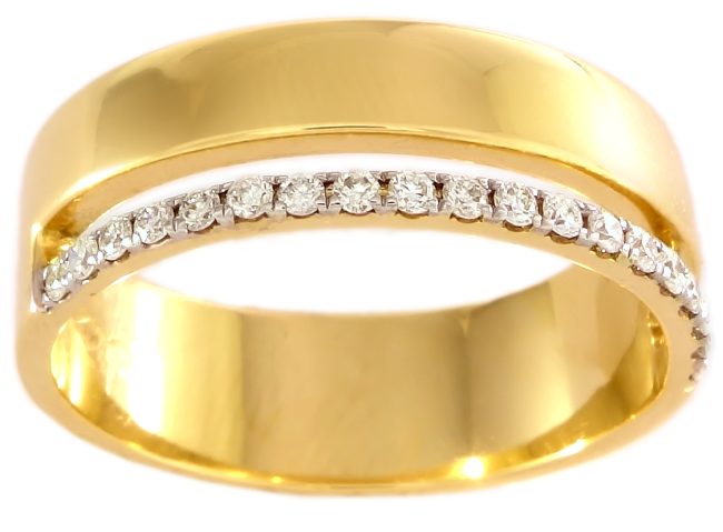 0.16 Ct 18K Yellow Gold Wide Diamond Ring