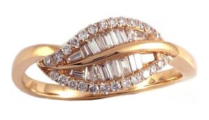 0.28 Ct 18K Rose Gold Leaf Diamond Ring