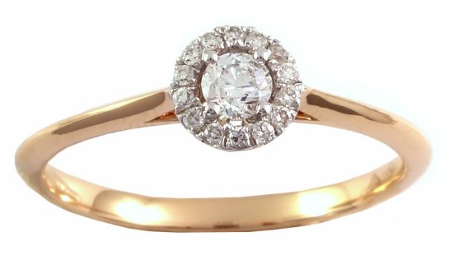 0.15 karaat roosgouden diamanten ring