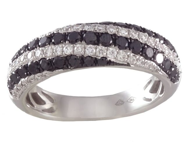 1.14 Ct 18K White Gold Black-White Diamond Mix Ring