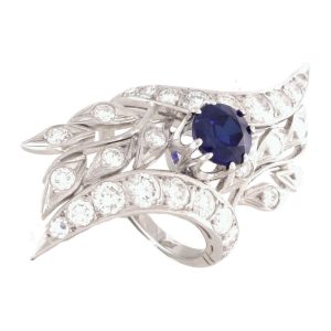 1.32 Carats White Gold Diamond Ring With Sapphire
