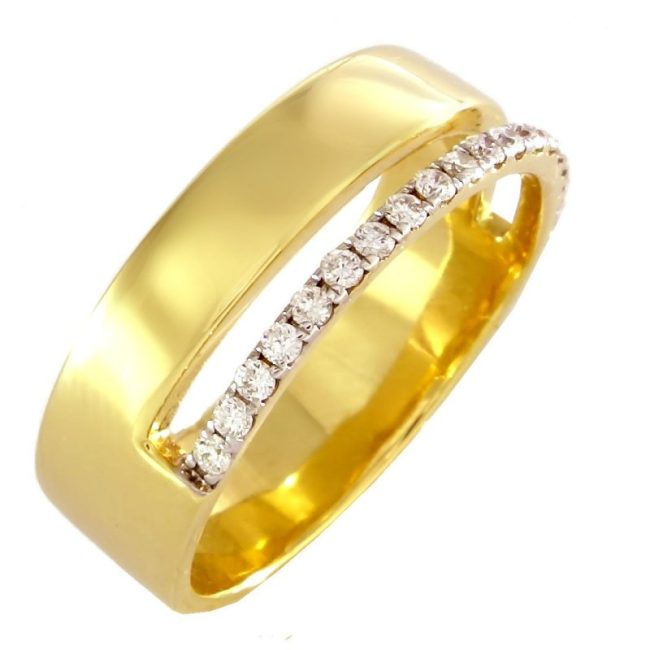 0.16 Ct 18K Yellow Gold Wide Diamond Ring