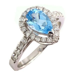 White Gold Diamond Ring With 1.22 Ct Topaz