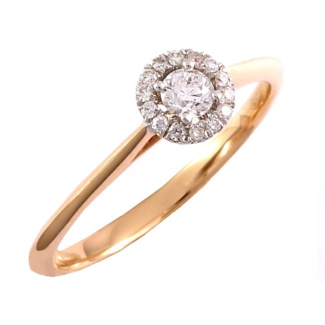 18K Rose Gold Diamond Ring with 0.15 Cts Diamonds