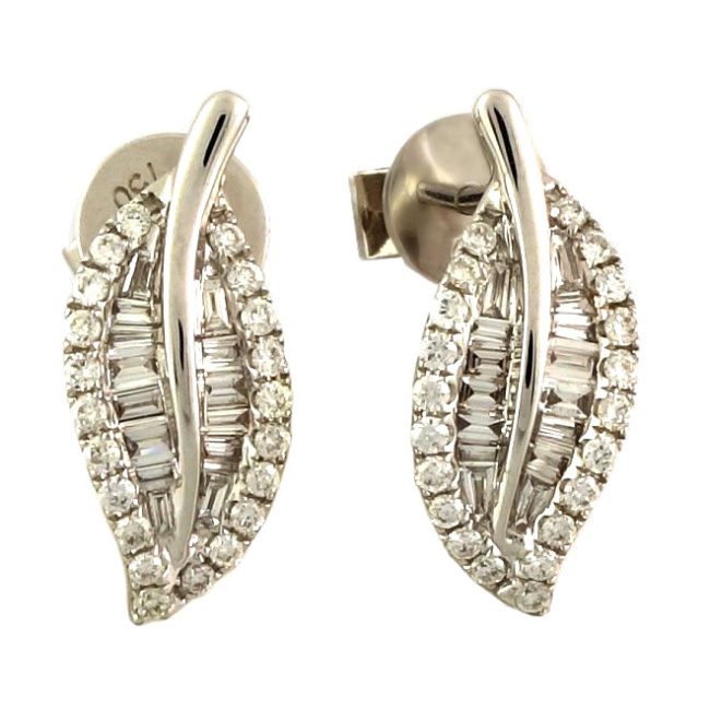 The White Gold Leaf Shaped Diamond Earrings