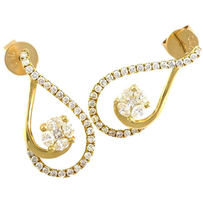 Boucles d’oreilles en or jaune et diamants de 0.74 carat