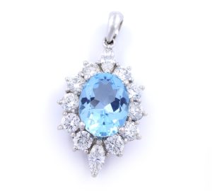 Diamond Pendant With Aquamarine