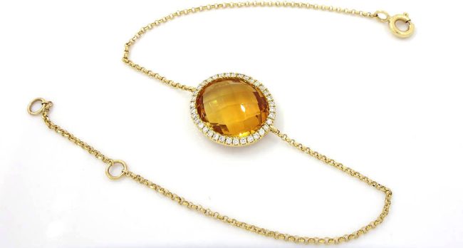 Pulseira de diamante de ouro amarelo de 0.16 quilate