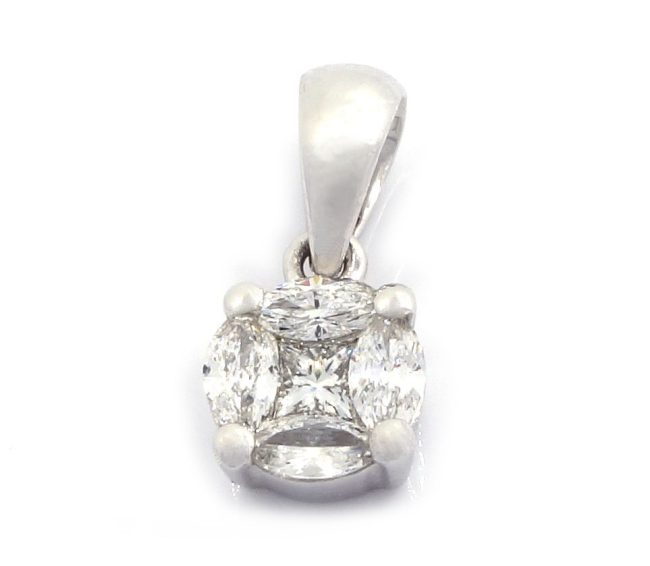 Pingente de diamante de ouro branco de 0.25 quilates