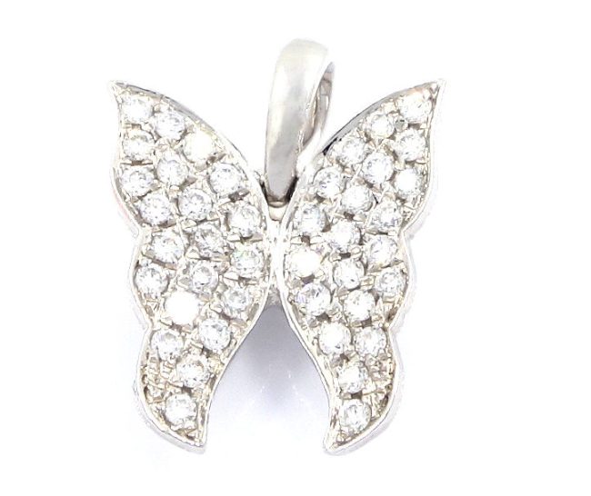 0.27 Carats 18K White Gold Butterfly Pendant