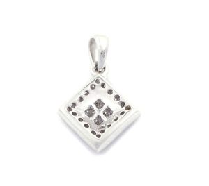 0.16 Ct 18K White Gold Square Diamond Pendant