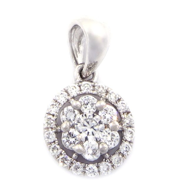 0.25 Carats 18K White Gold Round Diamond Pendant