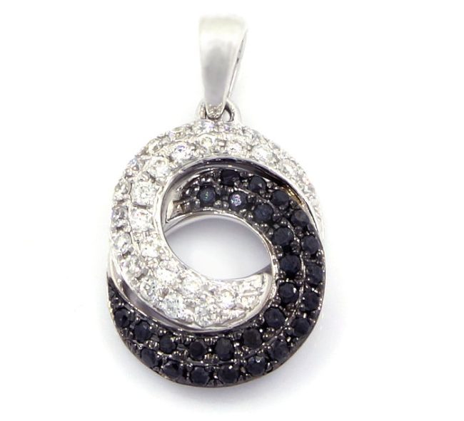 0.22 Carats 18K White Gold Swirly Diamond Pendant