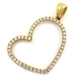 0.17 Ct 18K Yellow Gold Heart Shaped Diamond Pendant