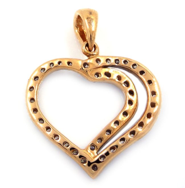 0.29 Carats 18K Rose Gold Heart Shaped Diamond Pendant