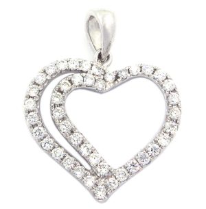 0.31 Ct 18K White Gold Heart Shaped Diamond Pendant