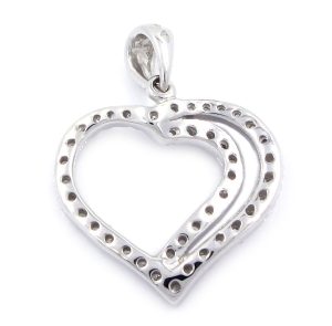 0.31 Ct 18K White Gold Heart Shaped Diamond Pendant