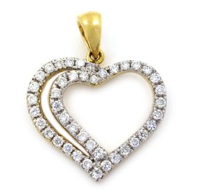 0.31 Carats 18K Yellow Gold Heart Shaped Diamond Pendant