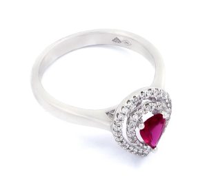 18K White Gold 0.31 Ct Ruby Diamond Ring