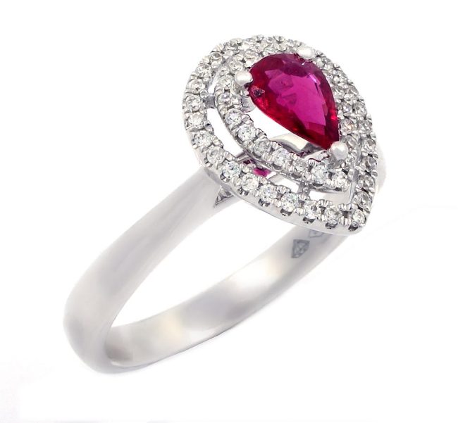 18K White Gold 0.31 Ct Ruby Diamond Ring