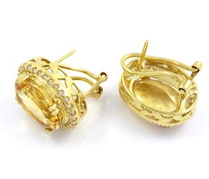 Yellow Gold 0.51 Carats Citrine Diamond Earrings