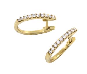 0.13 Carats Lach Back Yellow Gold Diamond Earrings