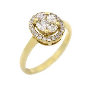 Anillo de diamantes de oro amarillo de 0.49 quilates