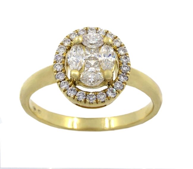 Anillo de diamantes de oro amarillo de 0.49 quilates