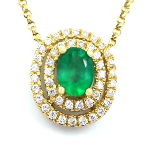 The 0.32 Ct Emerald Necklace-Pendant With 0.21 Ct Diamonds