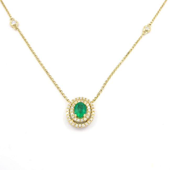 The 0.32 Ct Emerald Necklace-Pendant With 0.21 Ct Diamonds